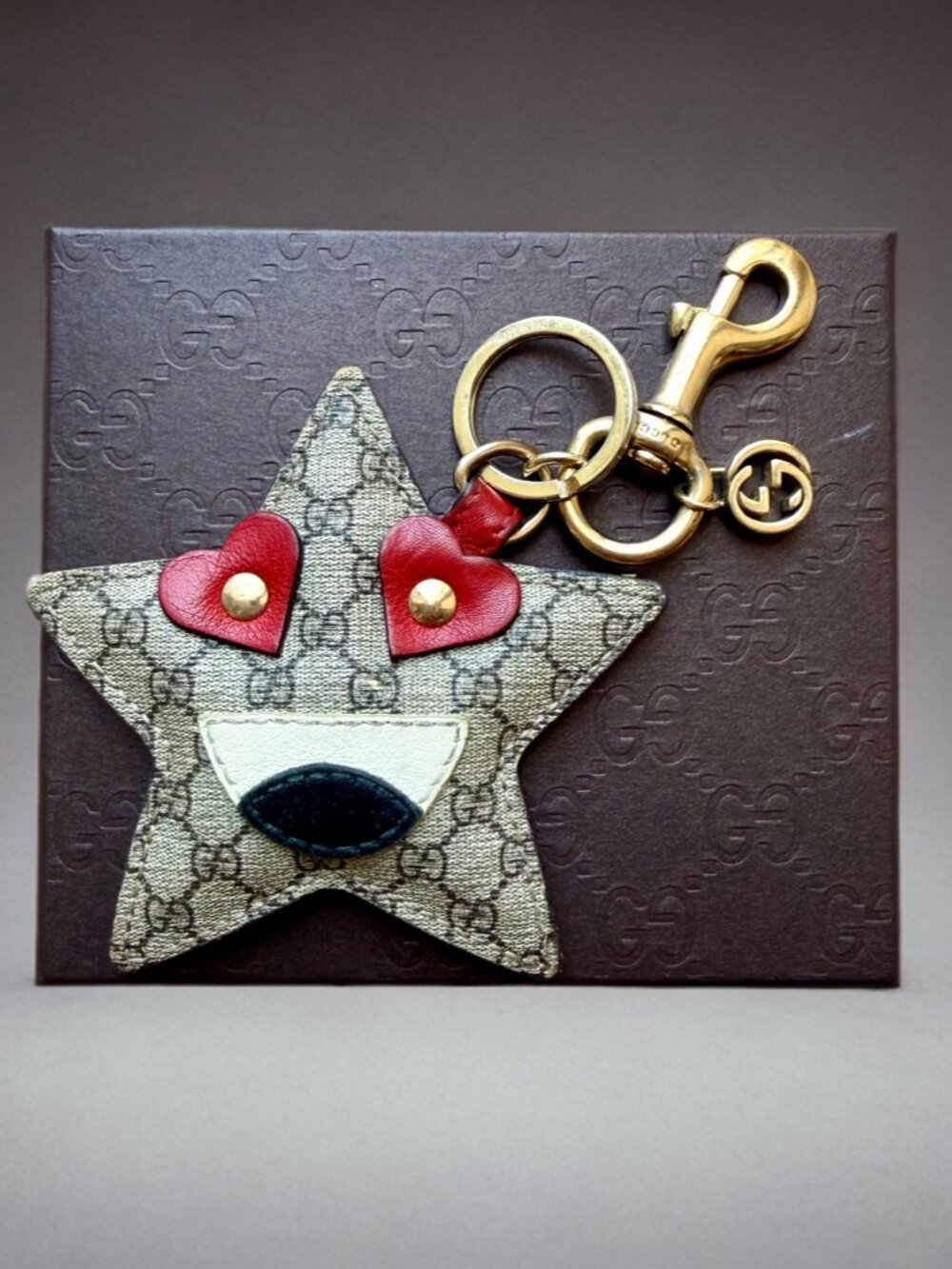 Gucci GG Supreme Coated Canvas Star Keychain Bag Charm